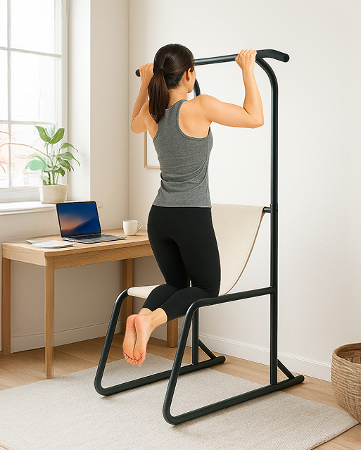 懸垂している女性