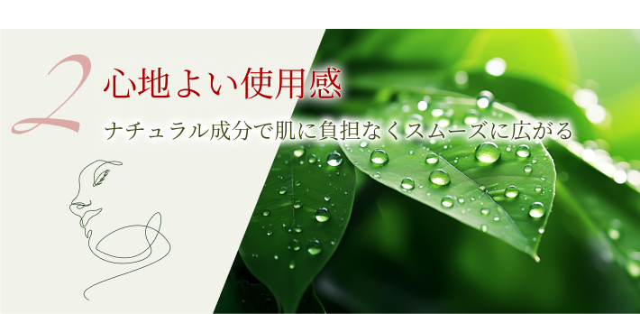 2.心地よい使用感 ナチュラル成分で肌に負担なくスムーズに広がる